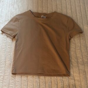 Tan Short Sleeve Crop Top